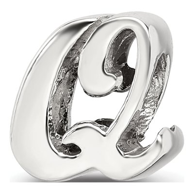 Sterling Silver Script Letter Q Bead