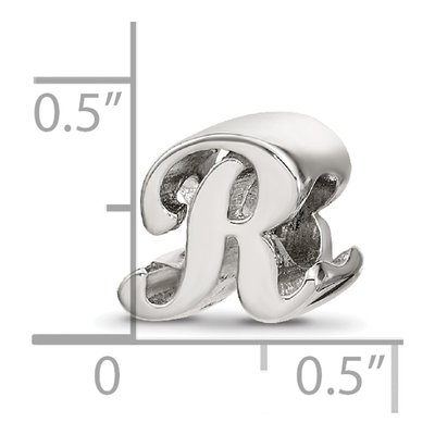 Sterling Silver Script Letter R Bead – view 6