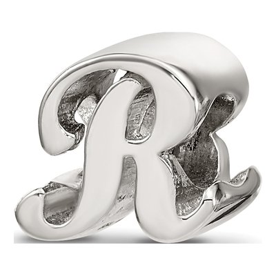 Sterling Silver Script Letter R Bead