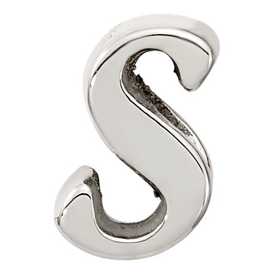 Sterling Silver Script Letter S Bead – view 5