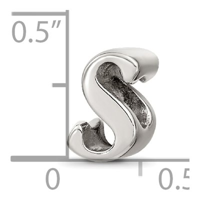 Sterling Silver Script Letter S Bead – view 6