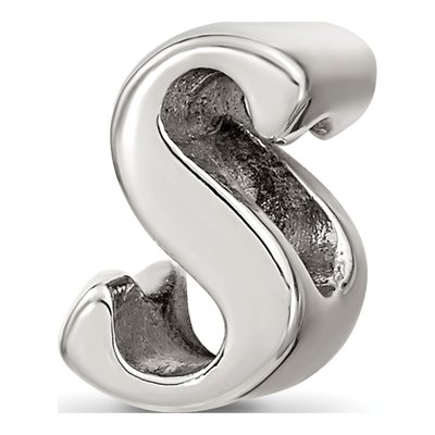 Sterling Silver Script Letter S Bead