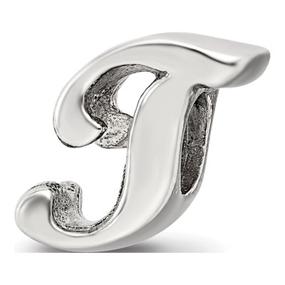 Sterling Silver Script Letter T Bead