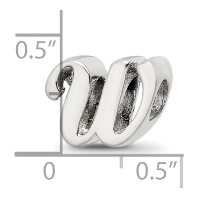 Sterling Silver Script Letter W Bead – view 6