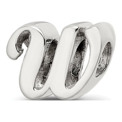 Sterling Silver Script Letter W Bead