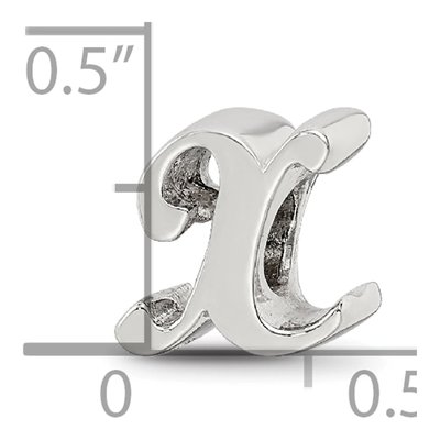 Sterling Silver Script Letter X Bead – view 6