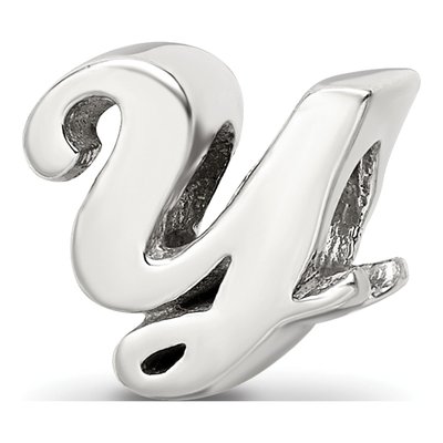 Sterling Silver Script Letter Y Bead