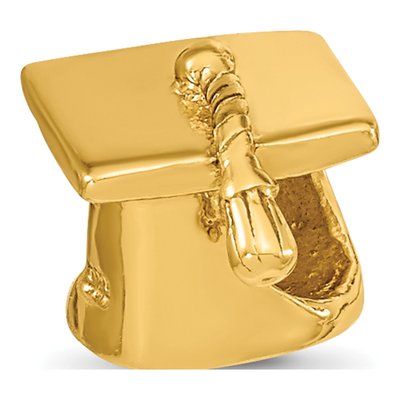 Gold-Plated Sterling Silver Graduation Cap Bead