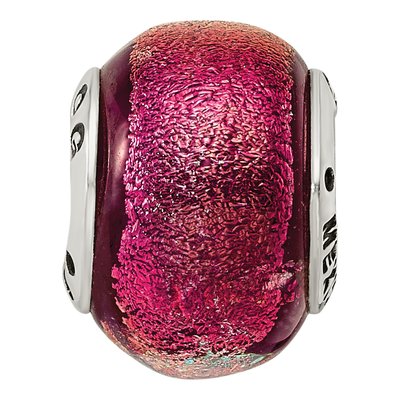 Sterling Silver Orange Dichroic Glass Bead – view 5