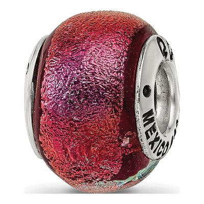 Sterling Silver Orange Dichroic Glass Bead