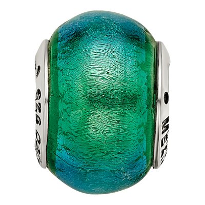 Sterling Silver Green Dichroic Glass Bead – view 5