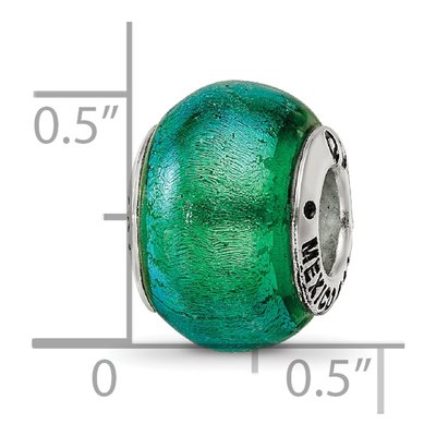 Sterling Silver Green Dichroic Glass Bead – view 7