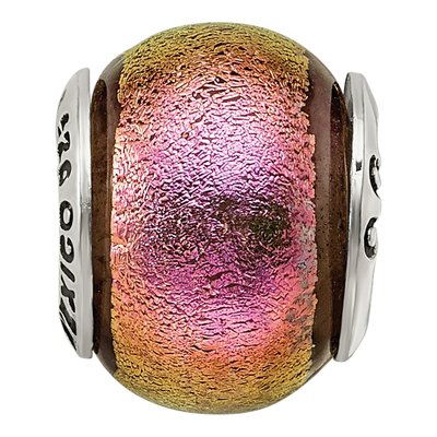 Sterling Silver Pink Dichroic Glass Bead – view 5