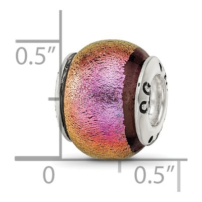 Sterling Silver Pink Dichroic Glass Bead – view 7