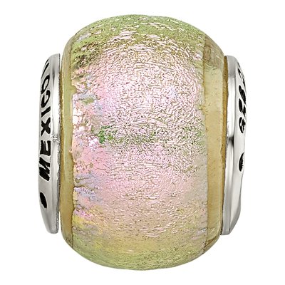Sterling Silver Pink Dichroic Glass Bead – view 6