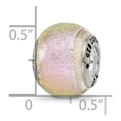 Sterling Silver Pink Dichroic Glass Bead – view 7