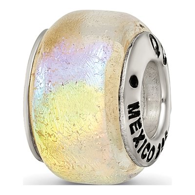 Sterling Silver Rainbow Dichroic Glass Bead