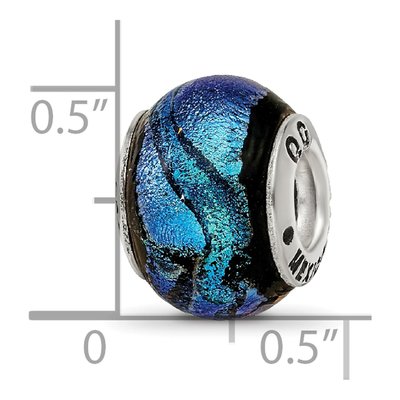 Sterling Silver Blue Dichroic Glass Bead – view 7