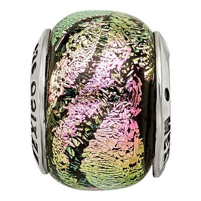 Sterling Silver Pink Dichroic Glass Bead – view 5