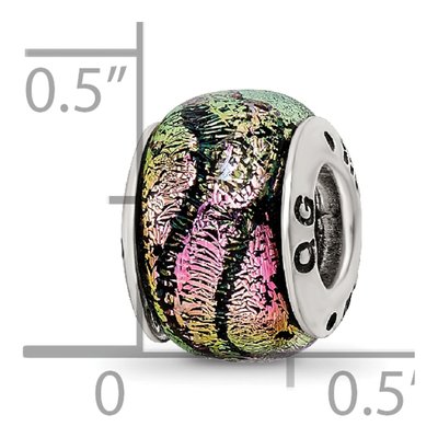 Sterling Silver Pink Dichroic Glass Bead – view 7