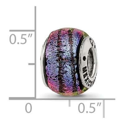 Sterling Silver Purple Dichroic Glass Bead – view 7