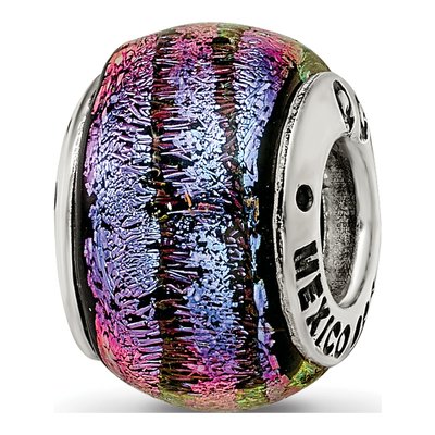 Sterling Silver Purple Dichroic Glass Bead