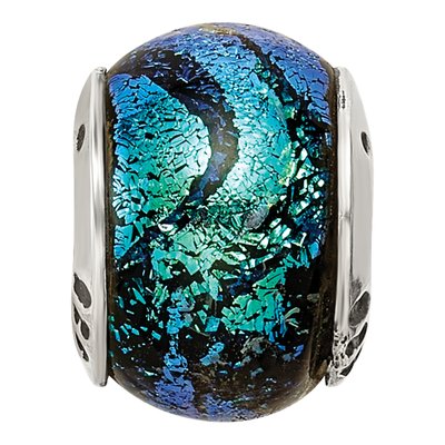 Sterling Silver Green Dichroic Glass Bead – view 5