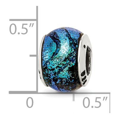 Sterling Silver Green Dichroic Glass Bead – view 7