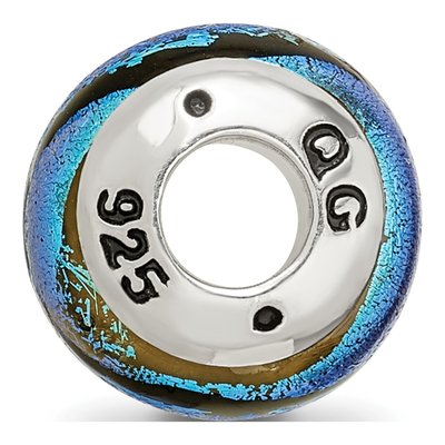 Sterling Silver Blue Dichroic Glass Bead – view 4