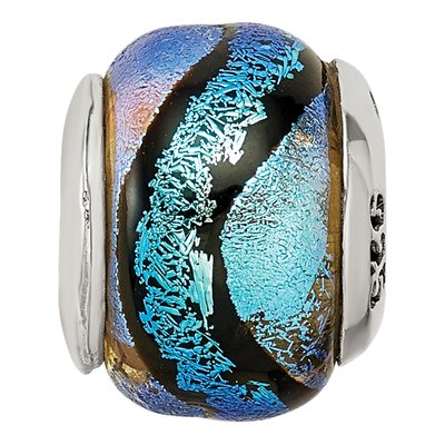 Sterling Silver Blue Dichroic Glass Bead – view 6