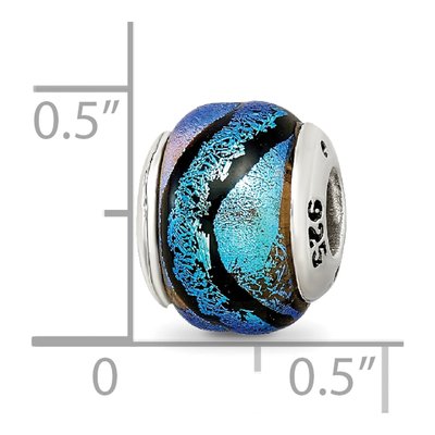 Sterling Silver Blue Dichroic Glass Bead – view 7