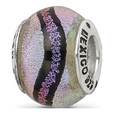 Sterling Silver Purple Dichroic Glass Bead – view 8