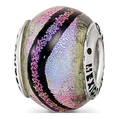 Sterling Silver Purple Dichroic Glass Bead