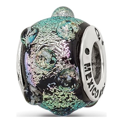 Sterling Silver Purple Dichroic Glass Bead – view 8