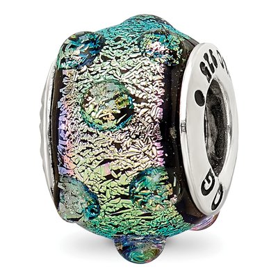 Sterling Silver Purple Dichroic Glass Bead