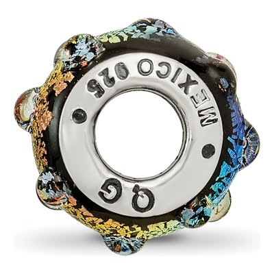 Sterling Silver Rainbow Dichroic Glass Bead – view 4