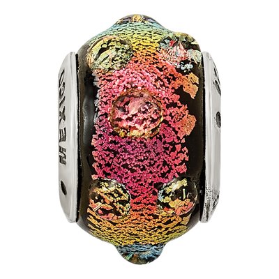 Sterling Silver Rainbow Dichroic Glass Bead – view 5