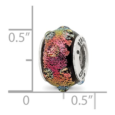 Sterling Silver Rainbow Dichroic Glass Bead – view 7