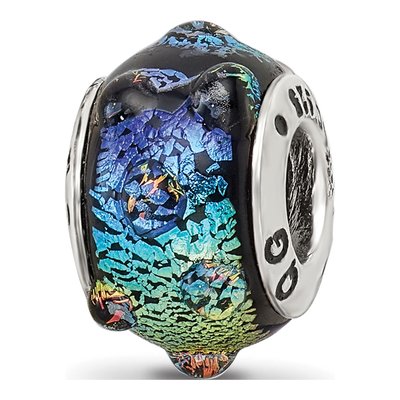 Sterling Silver Rainbow Dichroic Glass Bead – view 8
