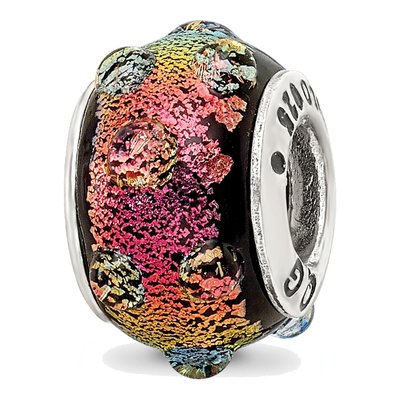 Sterling Silver Rainbow Dichroic Glass Bead
