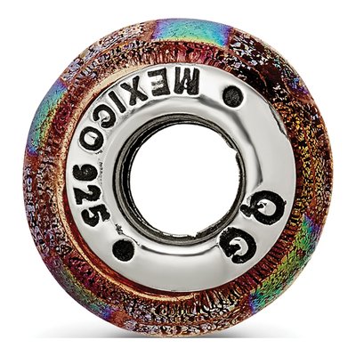 Sterling Silver Orange Dichroic Glass Bead – view 4