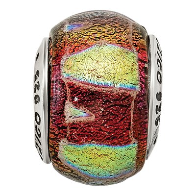 Sterling Silver Orange Dichroic Glass Bead – view 5