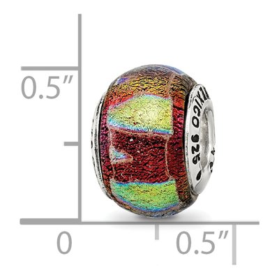 Sterling Silver Orange Dichroic Glass Bead – view 7