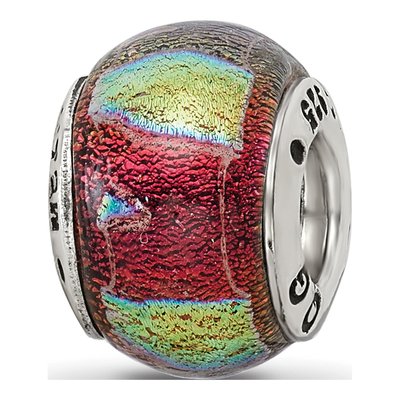 Sterling Silver Orange Dichroic Glass Bead – view 8
