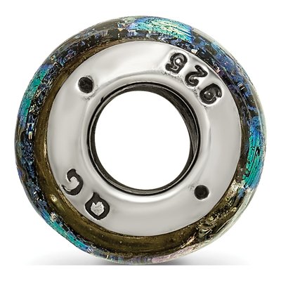 Sterling Silver Green Dichroic Glass Bead – view 4
