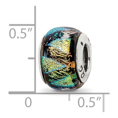 Sterling Silver Green Dichroic Glass Bead – view 7
