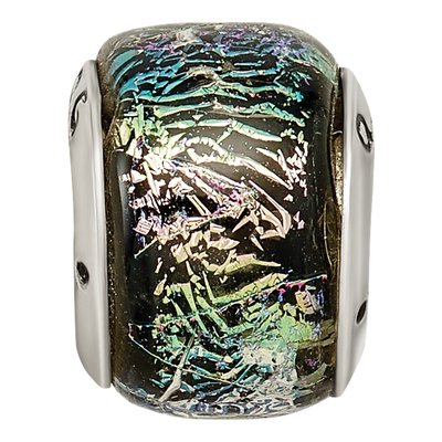 Sterling Silver Rainbow Dichroic Glass Bead – view 5