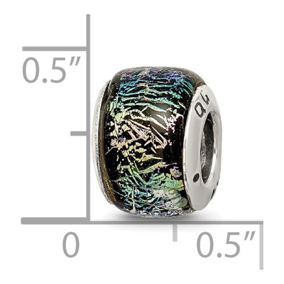 Sterling Silver Rainbow Dichroic Glass Bead – view 7