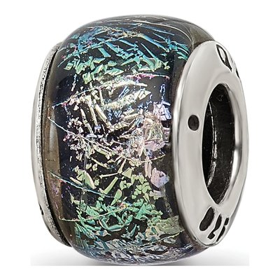 Sterling Silver Rainbow Dichroic Glass Bead – view 8