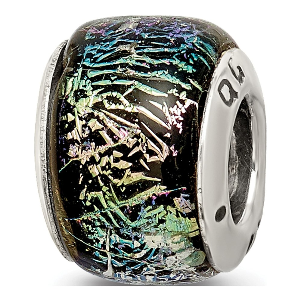 Sterling Silver Rainbow Dichroic Glass Bead